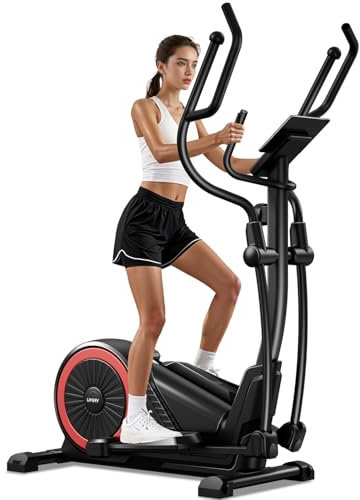 UMAY Bicicleta elíptica para casa con zancada de 40 cm, 16 Niveles de Resistencia,Manillar con Sensor de frecuencia cardíaca,elíptica magnética silenciosa con Pantalla LCD, Capacidad hasta 180 kg