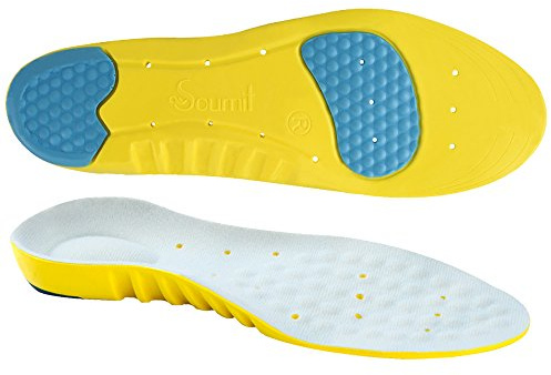 SOUMIT SPORT Schuheinlagen (L 42/45 EU, Länge: 29,2CM) | Anti-Schock PU Schuhe Pad, Original Beruf Unisex Erwachsene Fußbett mit Silikon-Gel Fersenschutz