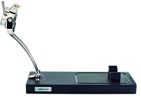 Arcos Support à Jambon Rotatif Professionnel en Acier Inoxydable. Support à Jambon Basculant avec Ferrures en Acier. Base de Coupe de Jambon pour Grandes Pièces. Couleur Argent et Noir.