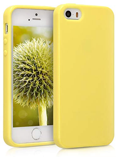 kwmobile Case Compatible with Apple iPhone SE (1.Gen 2016) / iPhone 5 / iPhone 5S Case - Soft Slim Protective TPU Silicone Cover - Pastel Yellow Matte