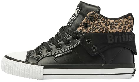 British Knights ROCO dam HIGH-TOP-sko sneakers, Svart brun leopard, 41 EU