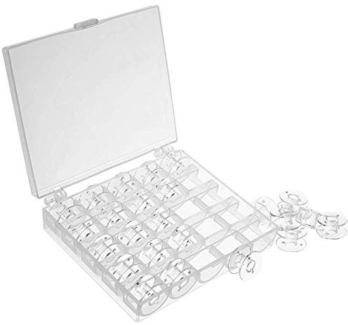 Tweal Spulen Nähmaschine,25 Stück Transparente Kunststoff-Nähspule mit Aufbewahrungsbox für Brother Janome Singer Babylock-Nähmaschine von Elna Kenmore