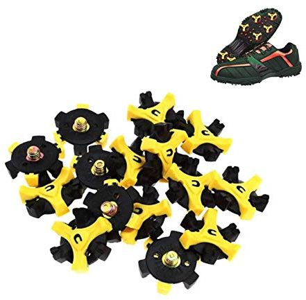 HPiano Pointes de Remplacement en Métal pour Chaussures de Golf - 20pcs Filetage Vis Clous Stinger pour Chaussures de Sport, Crampons, Noir/Jaune