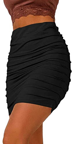 Gonna Sexy Donna Corta Nera a Vita Alta Mini Elegante e Aderente AM047-L