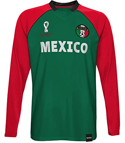 Outerstuff FIFA World Cup Classic Third Long Sleeve Jersey Chemise, Vert-Rouge, Small Mixte Enfant
