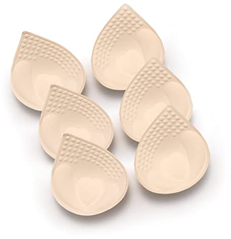 Douzi Inserti per reggiseno, 3 paia, imbottiti, imbottiti, rimovibili, per reggiseno sportivo, bikini, biancheria intima, 3 paia di colore beige, M