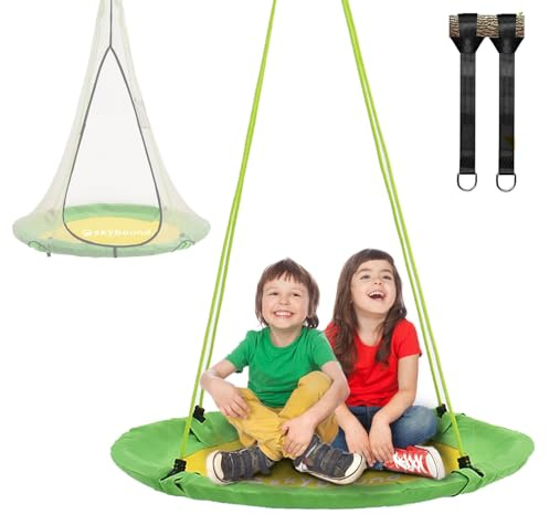 SkyBound Tree Saucer Swing with Hanging Straps - 600LB Weight Capacity - Waterproof Tree Swings for Kids - Tire Swings for Trees - Durable Outdoor Swing Seat for Children
