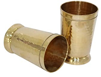 BRACOP Kupferbecher Kupferkrug geprägte Gläser Kelchgläser Set Trinkbecher Set aus 2 Stück Reinkupferbecher Ayurveda Moscow Mule Becher für Wodka Blumenutensilien Trinkflasche Glasgeschenke