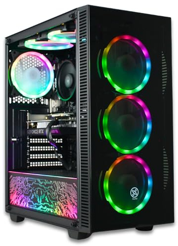 XUM Titan Prebuilt Gaming PC: AMD Ryzen 5 5500, Nvidia Geforce RTX 5060 8GB, 32GB DDR4 RAM, 500GB NVMe SSD, 1TB HDD, 700W PSU 80+ Bronze, aRGB, WiFi 5, Windows 11 Home, Entry Level, Black Case