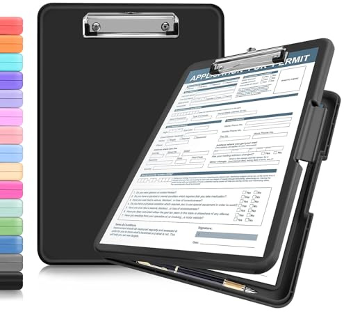 ANZNKU Clipboards with Storage, Black Nursing Storage Clipboard Foldable