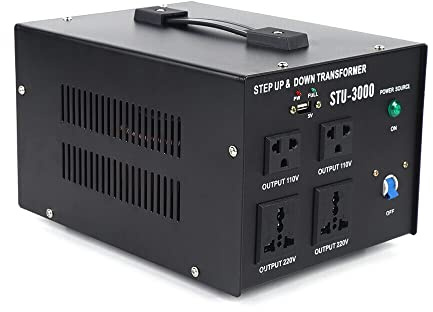 Voltage Converter Transformer, 3000W Step Up/Down Transformer Converter 220V to 110V or 110V to 220V Power Converter, Circuit Break Protection, 5V USB Port, CE Certified (3000W)