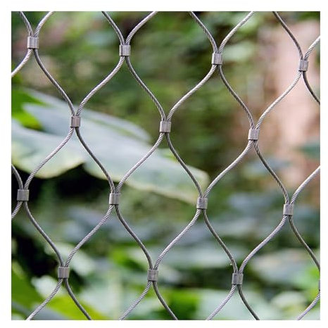 LXBAMKEA Stainless Steel Wire Rope Netting, Multipurpose Garden Farm Kindergarten Play Equipment Decor Protection Boundary Fence Wire Net, Balcony Stair Flexible Cable Mesh (Color : Silver, Size : 1