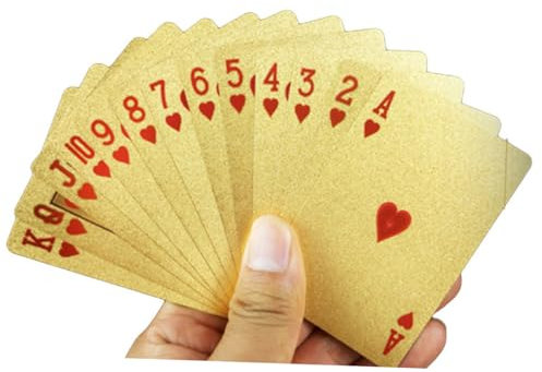 Toyvian 1 Satz Klassische Trickkarten Poker-Spielkarten Spielkarten neuheit Jumbo-Index Farbkarten Tally Spielkarten Kartenspielen Unterhaltung wasserdichte Spielkarten Gold Blatt Texas