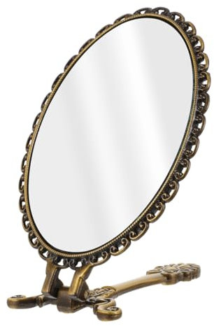 SOESFOUFU Retro Handheld Kosmetikspiegel Mit Griff Kompakter Makeup-Spiegel Für Reisen Und Zuhause Für Frauen Zur Täglichen Anwendung Stilvolles Design Antikem