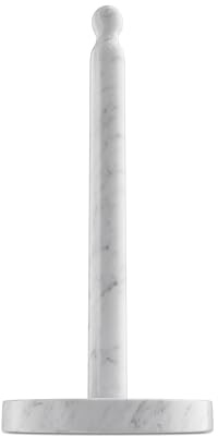 Koville Carrara Marble Paper Towel Holder Countertop, 6“ Genuine Stone Paper Towel Holder Stand for Kitchen Storage, for Standard or Jumbo-Sized Rolls