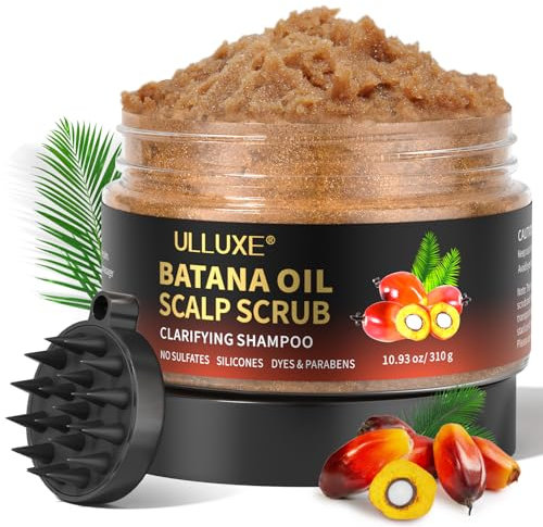 Scalp Scrub for Thinning Hair, 2-in-1 Micro-Exfoliating Scalp Hair Exfoliator Shampoo, Batana Oil Scalp Scrub with Scalp Massager Promotes Hair Growth, Scalp Treatment, Itchy Scalp Relief, 310g