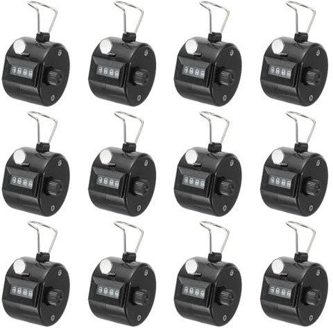 PATIKIL Contatore Clicker, 12Pz 4 Cifre Contatore Click Pitch Meccanico Portatile per Allenamento Maglia, Golf, Giro, Pesca, Nero