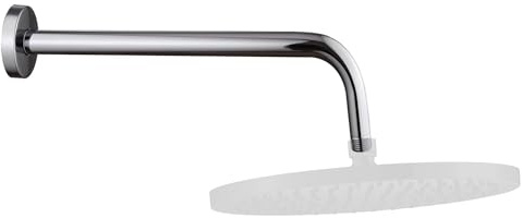 Shower Arm with Flange, Wall Mounted Shower Extension Arm, Stainless Steel L Shaped Rainfall Shower Arm Extender for Fixed Shower Head & Handheld Showerhead, (12 Inch, Chrome)
