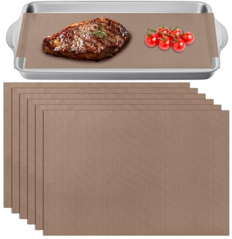 6 Pack Washable Teflon Oven Liners, 30x40cm Baking Tray Liner Oven Sheets Reusable Non-Stick Oven Mats for Bottom of Oven Heat-Resistant Silicone Baking Mat - BPA Free