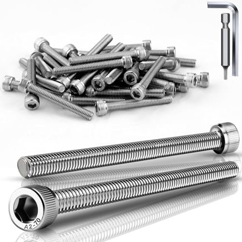 TXXATX 12 Piezas Tornillo Cilíndrico M5x60 mm Tornillos Cabeza Hexagonal DIN 912 de Acero Inoxidable A2 V2A Tornillos de Cabeza Allen Rosca Completa Para Reparación de Maquinaria de Muebles