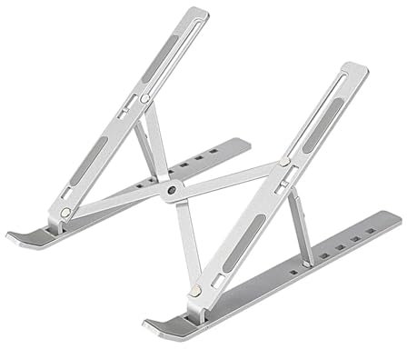 Yafane Supporto PC Portatile Lega di Alluminio Antiscivolo Regolabile a 7 Angolazioni Supporto per Laptop Pieghevole Laptop Stand per Computer Laptop da 10-16 e Tablet (Argento)