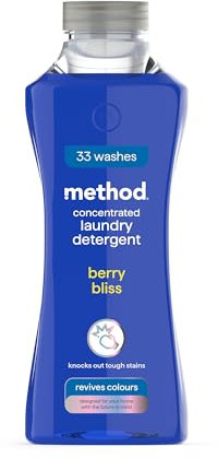 method Concentrated Laundry Detergent, Washing Liquid Fresh Berry Scent, 1 x 33 Washes, 1 x 990ml