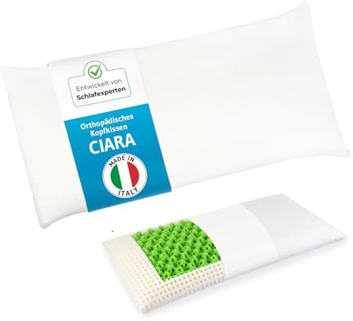 Orthopädisches Kissen made in Italy, Nackenstützkissen für Seitenschläfer & Rückenschläfer, Ergonomisches Kopfkissen für ruhigen Schlaf, Memory Foam Neck pillow, von Schlafexperten entwickelt