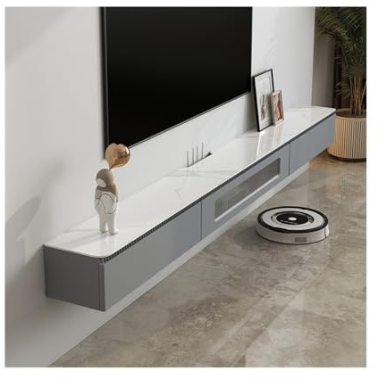 DSeenLeap Mueble de TV Flotante, Consola Multimedia de Pared con Espacio de Almacenamiento, Mueble de salón, Mueble de TV Moderno (Gris, 150 x 24 x 19 cm)