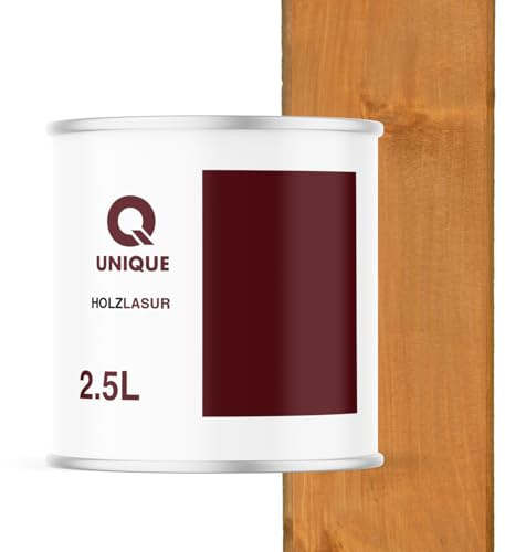 Q UNIQUE Holzlasur Seidenmatt 2,5L | Farbe: Eichen | Holzschutz für außen & innen | UV-beständig & wetterfest | Für Zäune, Möbel, Terrassen, Holzfassaden