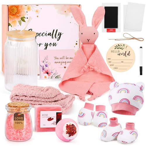EARLY MINDS Geschenkset für Neue Mama & Baby Mädchen, Neugeborenen-Erstausstattung für frischgebackene Mamas, Geschenk zur Schwangerschaft & Babyparty, Pflegebox fürs Wochenbett