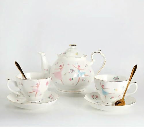 DHGLX Tazza da tè in Ceramica Inglese, teiera, portabicchieri, Set da caffè in Porcellana Dipinta a Mano, caffettiera, Servizio da tè pomeridiano in Porcellana