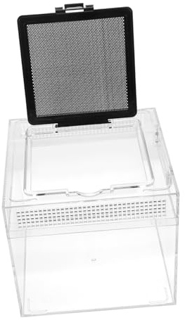 Abaodam 1 caja de almacenamiento de reptiles transpirable para mascotas pequeñas para serpiente geco y diseño de escape de transporte con ventilación estable y luz