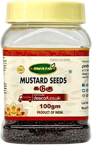 Swathi Mustard Seeds 100g Whole Mustard Seeds for Cooking, Pickling, and Spices Fresh, Aromatic, and Flavorful Indian Spices for Authentic Dishes Product from India Pack of 1