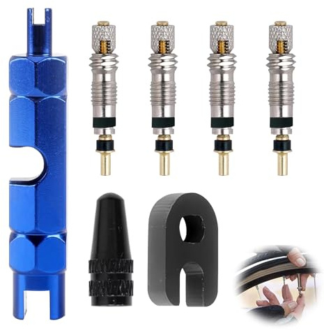 7 Pezzi Nucleo Valvola Presta, Nucleo Valvola Bici Adattatori per Valvole Della Bicicletta Valve Core Remover Repair Tool Riparazione Pneumatici Bicicletta per Biciclette Tubeless Strada e MTB