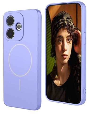 WBWONE Funda de Silicona Líquida para Motorola Moto E13, Carcasa Magnética con MagSafe, Bumper Slim Antigolpes, Tacto Suave & Forro de Microfibra - Púrpura