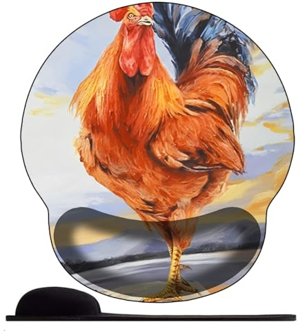 3D Tapis de Souris Ergonomique - Tapis de Souris Gamer avec Repose Poignet, Confort avec Repose- Poignet Gaming Mouse Pad pour Ordinateur Portable -Coq Animal drôle