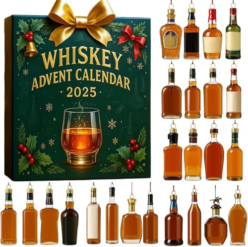 2025 Alkohol-Adventskalender, 24 Tage Weihnachts-Countdown mit 24 Weinflaschen, Bier-Spirituosen, Kalender, Feiertags-Ornamente, Bier-Adventskalender 2025, Geschenk für Männer, Frauen, Weinliebhaber