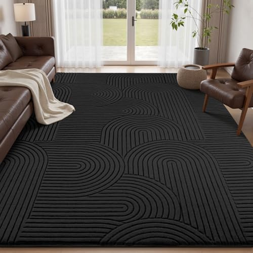Sour Lemon Teppiche, Wohnzimmer, 160 x 230 cm, weicher, zotteliger Teppich für Schlafzimmer, 3D-geometrisch, modern, Kurzflor-Teppich, extra groß, waschbar, rutschfest, für Wohnzimmer, Kinderzimmer