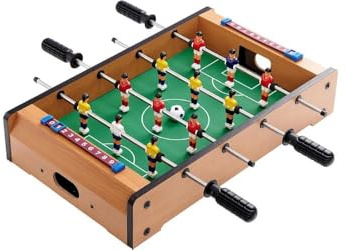 Biliardino da Tavolo in Legno con 12 Giocatori, 4 Barre in Metallo, 2 Palline e Segnapunti, Calcetto Balilla per Adulti e Bambini, Gioco di Abilità per Casa e Famiglia