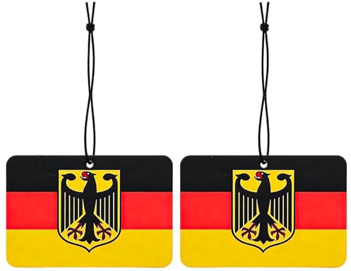 Lot de 2 désodorisants pour voiture, motif d'Allemagne, arbres parfumés | rétroviseur de voitures, pendentifs de voiture, pendentif suspendu, désodorisant de voiturer, bois de santal, cadeau pour