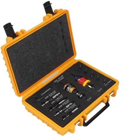 AMONIDA Juego de Brocas para Avellanador con 7 Niveles de Profundidad Ajustable para Paneles de Yeso, Brocas Cónicas de 3,2 a 4,8 Mm, Juego de para Avellanador de Madera para Plástico y Carpintería