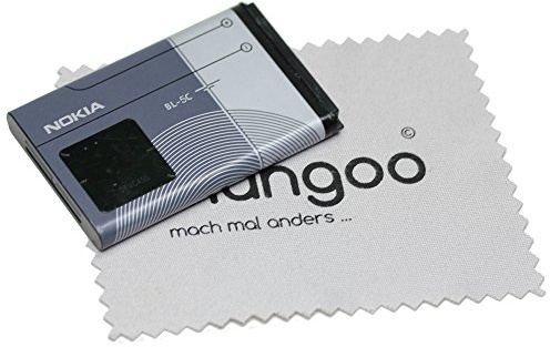 Batterie pour Nokia 1650 2310 2610 3110 3120 5030 avec Chiffon mungoo | pour 1650/2310/2610/3110/3120/5030/5130/6230/6555/E50/N70/N72, remplace batterie d'origine BL-5C, avec chiffon mungoo