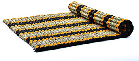 Leewadee - hopfällbar golvmadrass - japansk hopfällbar futon - hopfällbar tatamimatta - gästsäng - campingmadrass - thaimassagematta - kapokfylld -, Svart Apelsin