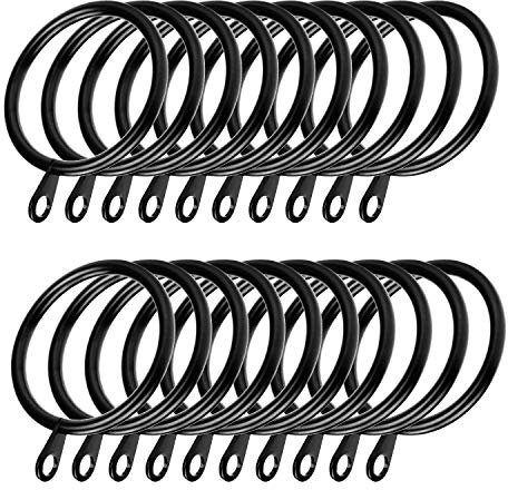 Coolty 60pcs Metallo Anelli per Tenda Anelli Bastone Tenda per Tenda Anelli Appesi per Tende e Canne, 38mm Diametro Interno (Nero)