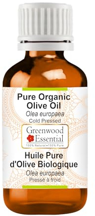 Greenwood Essential Olio di oliva biologico naturale (Olea europaea), spremuto a freddo, 15 ml