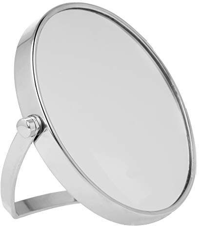 PARSA Beauty Specchietto da trucco, specchio cosmetico – Specchio rotondo con visione normale e ingrandimento 5x – Specchio da trucco argento