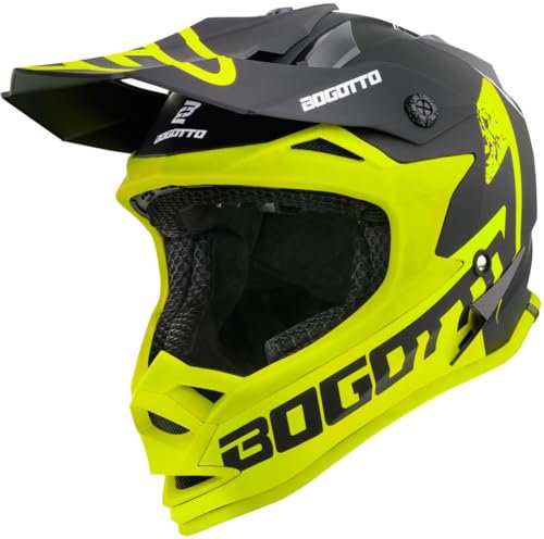 Bogotto V321 Soulcatcher Casque de Motocross, Gelb/Schwarz, L