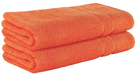 StickandShine 2er SET Premium Frottee Saunatuch 80x200 cm in orange in 500g/m² aus 100% Baumwolle