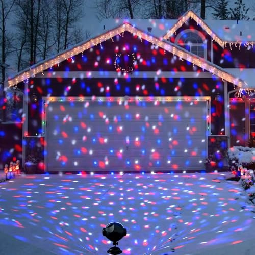 PEIDUO Proyector de fiesta LED con manchas RGBW de nieve, proyector de nieve con múltiples funciones anamadas, para interiores y exteriores, fiestas de vacaciones, decoración de paisajes para el