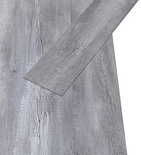 Kstyhome PVC Laminat Dielen Vinylboden Vinyl Boden Planken Bodenbelag Fußboden Designboden Dielenboden 5,02m² 2mm Selbstklebend Mattgrau Holzoptik